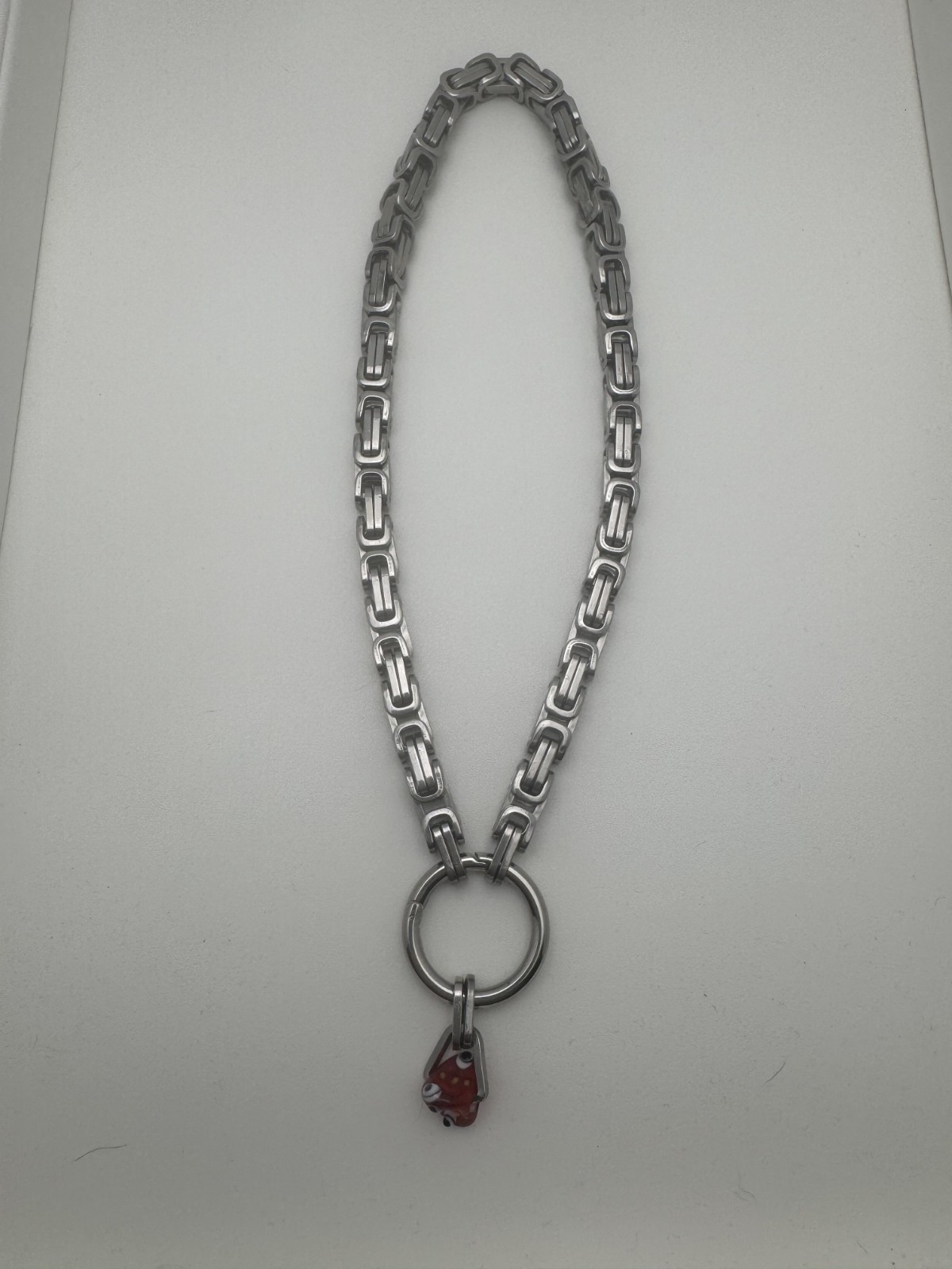 Perfume Studio Classic Necklace Red Glass Bead Silver Steel 18 in