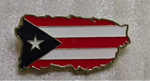 PUERTO RICO MAP COUNTRY SHAPED Metal LAPEL PIN W/ CLASP