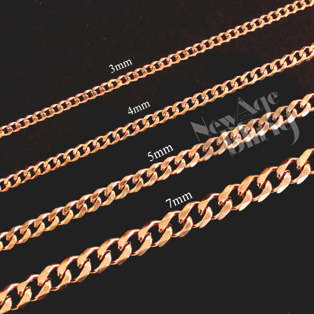Cuban Curb Link RoseGold Plated StainlessSteel 16″- 30″ Men Women Necklace 3-7mm
