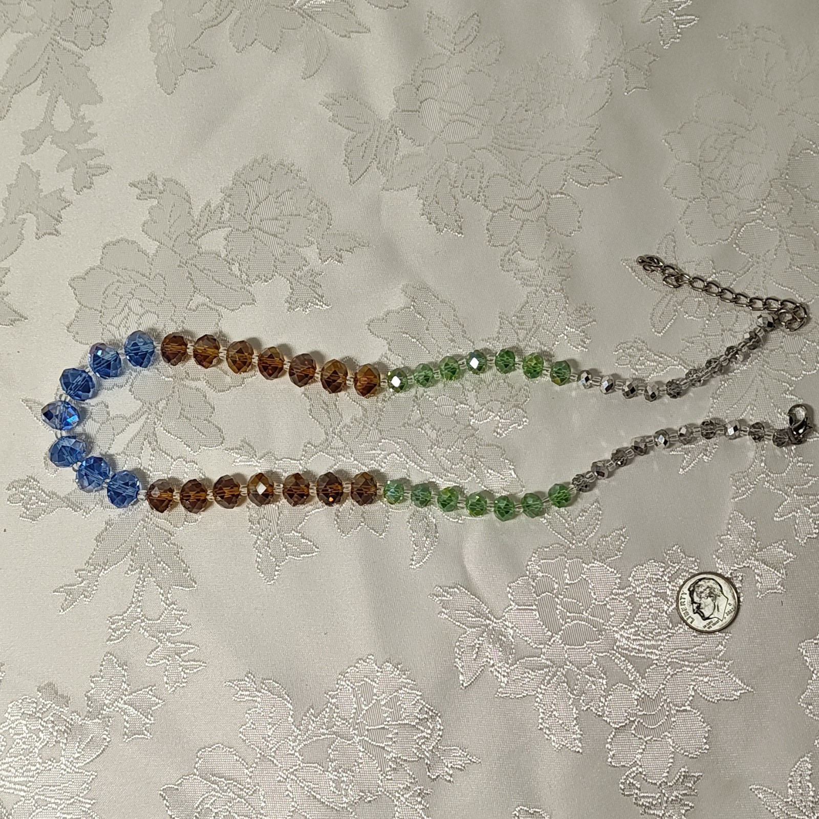 Multicolor Glass Beaded Necklace Round Faceted 19-24in Fashion Costume