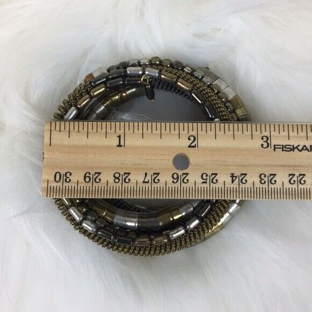 Wrap Coil Bracelet Chunky Bold Boho Cowgirl Tri Colored Mixed Metal Retro Y2K