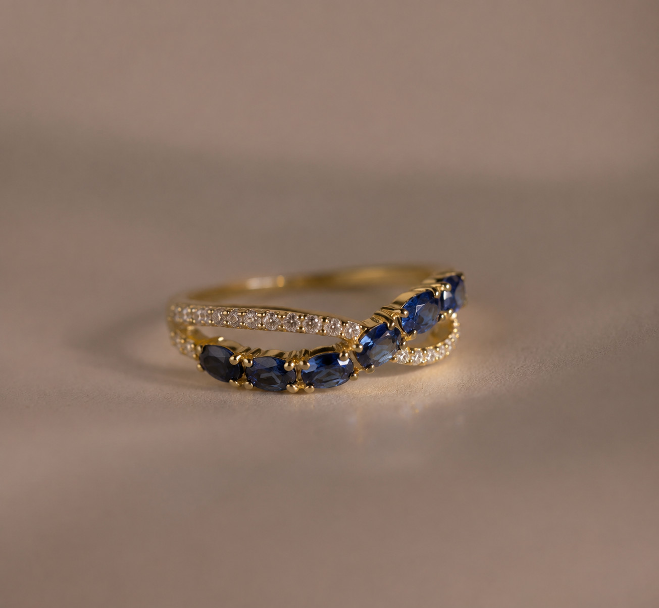 Noor Ring Gold Plated Ruby Pink Sapphire Emerald Blue Sapphire Gemstone jewelry