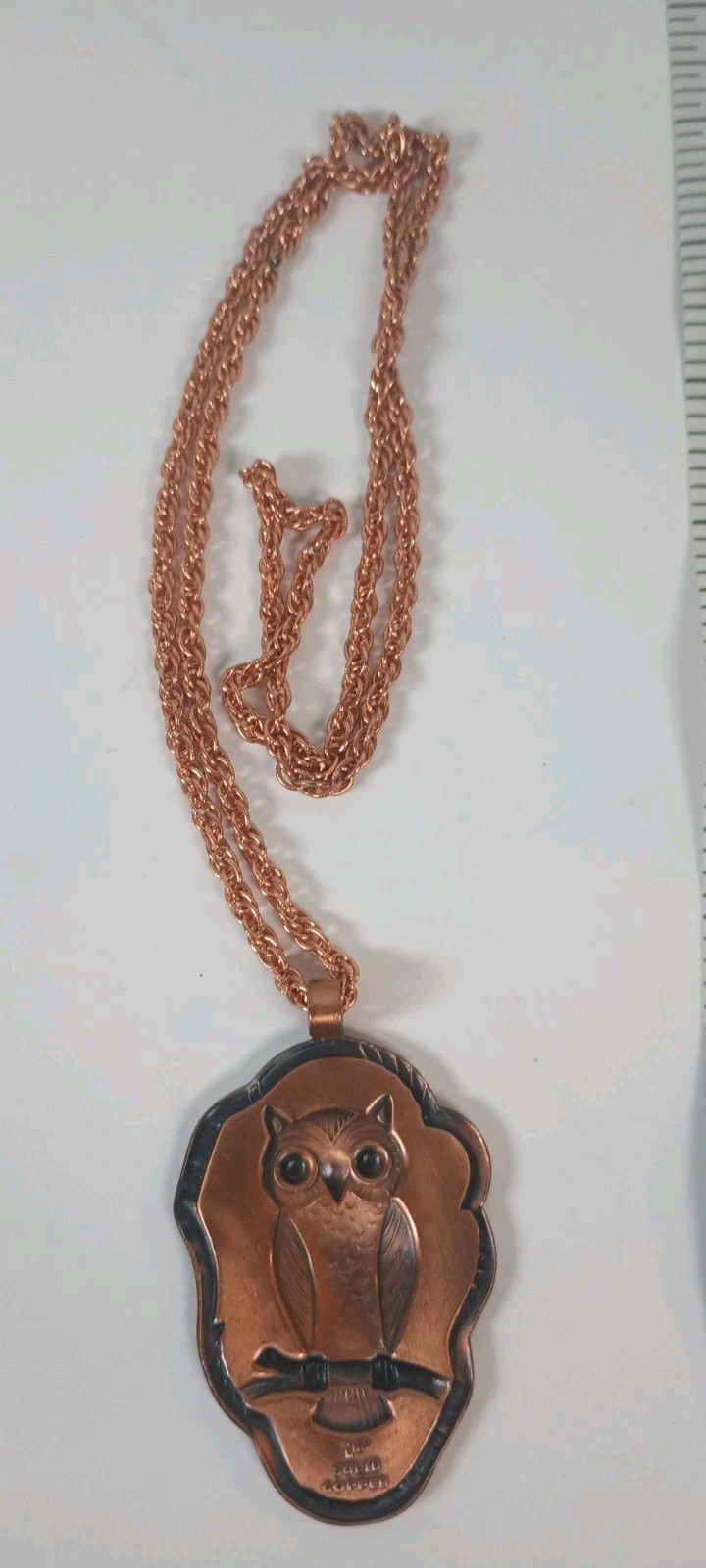 L.A. Solids Copper Owl Pendant NecklacesSet With Rope Chain, Signed