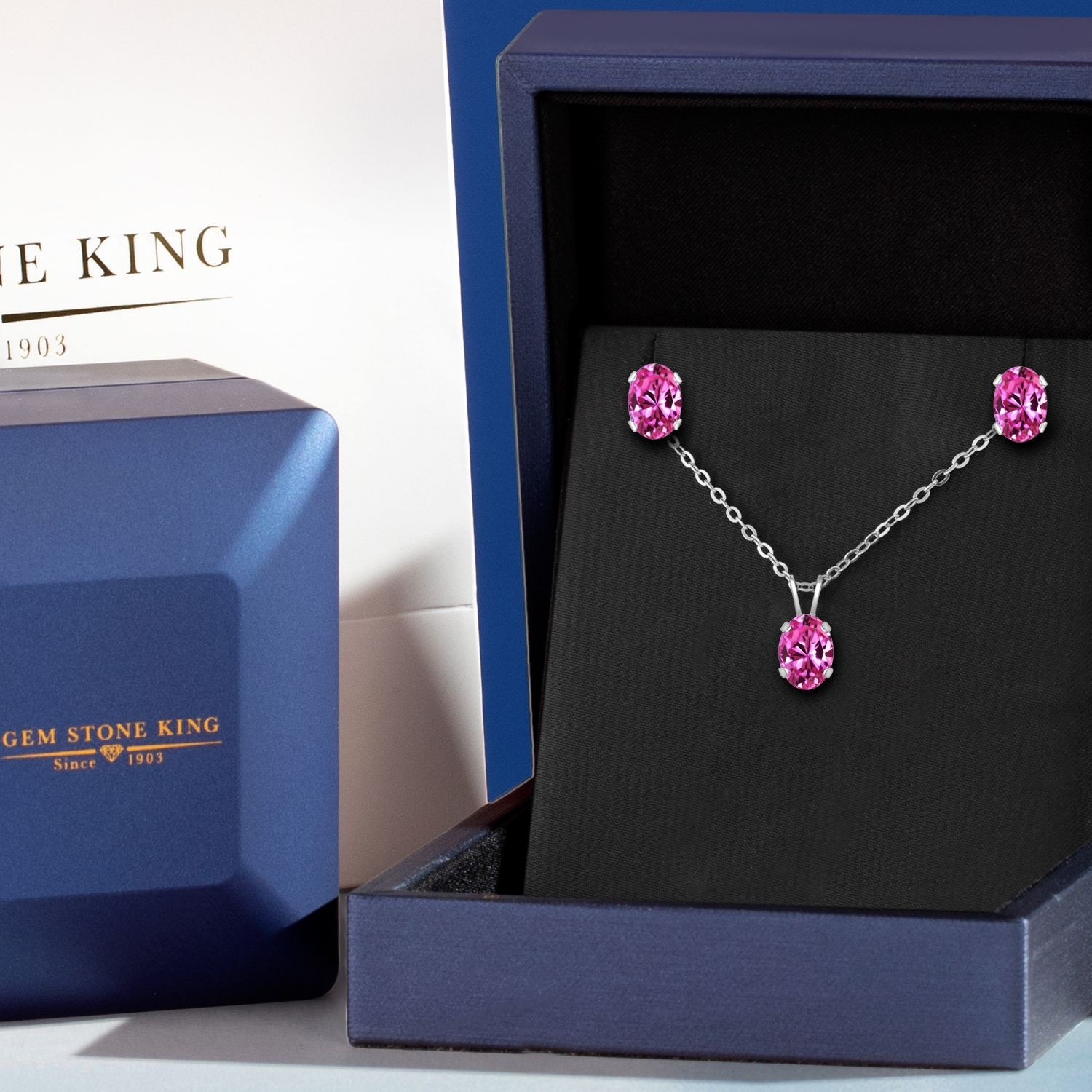 3.00 Cttw Pink Topaz Earrings Pendant Set for Women | 925 Sterling Silver |
