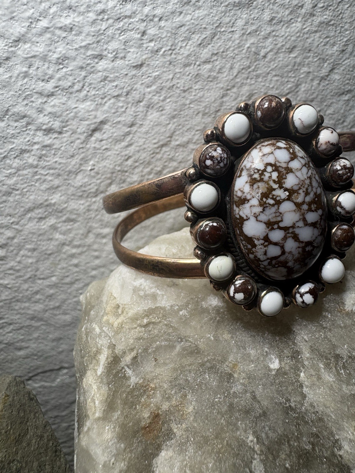 Copper Adjustable Cuff Bracelet With Genuine Wild Horse