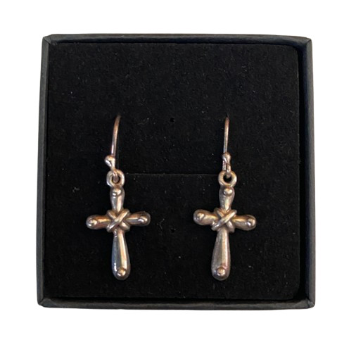 925 Sterling Silver Holy Cross Earrings Dangle Design Lightweight Approx 1 Grams