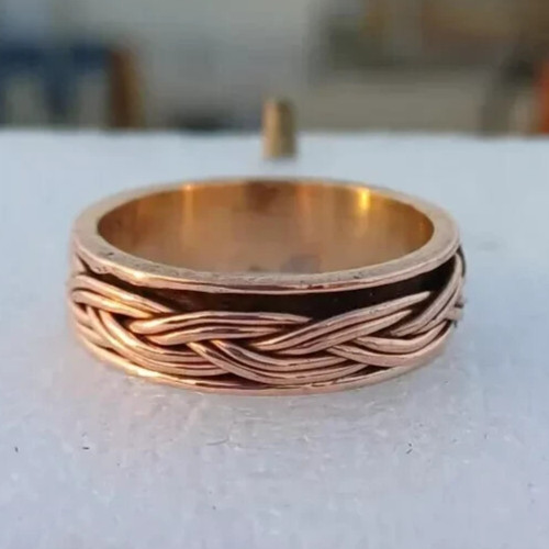 Solid Pure Copper Minimalist Healing Ring, Handmade, Unisex, Braided Band