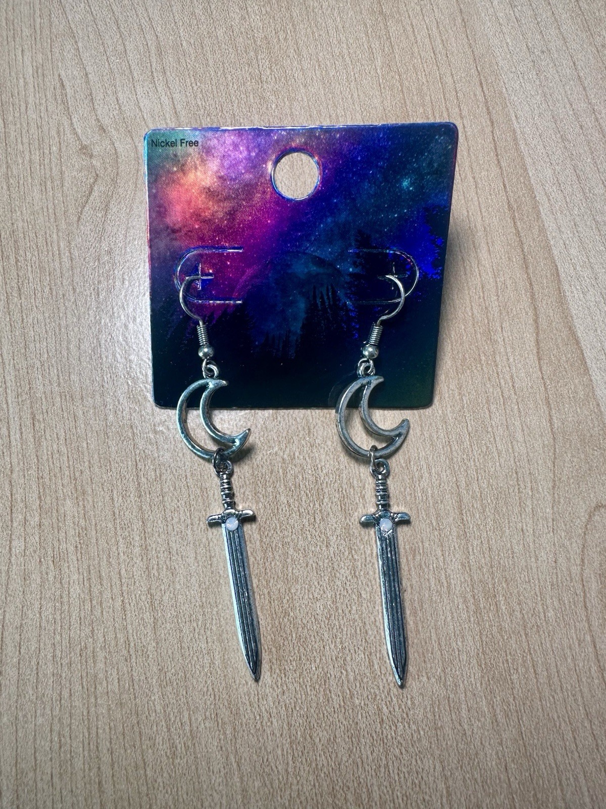 Hot Topic Moon Dagger Earrings Dangle Gothic Witchy Silver Jewelry New