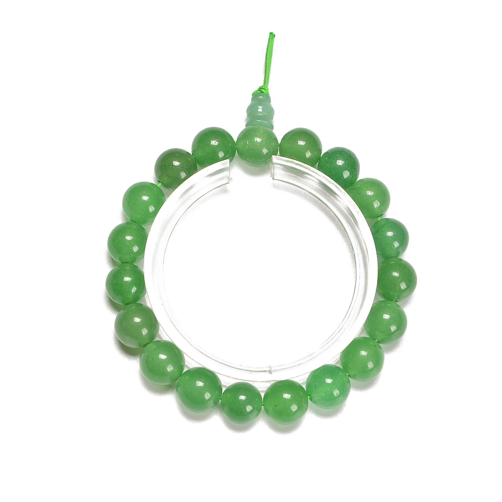 Green Aventurine Smooth Round With Guru Beaded Bracelet Size8mm 10mm 7.5”Length