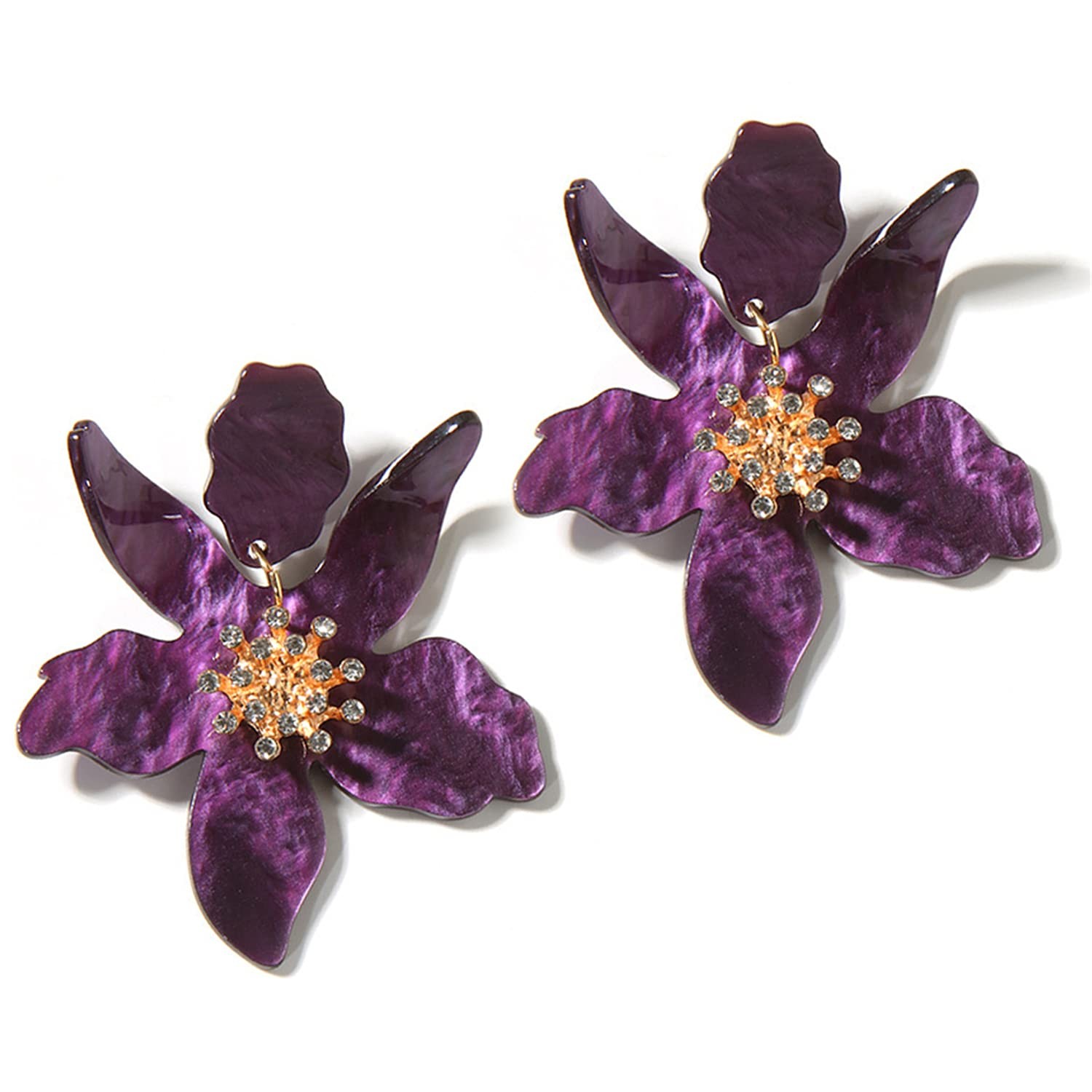 ANDPAI Unique Bohemian Oversized Acrylic Resin Flower 2.4 inches, Purple