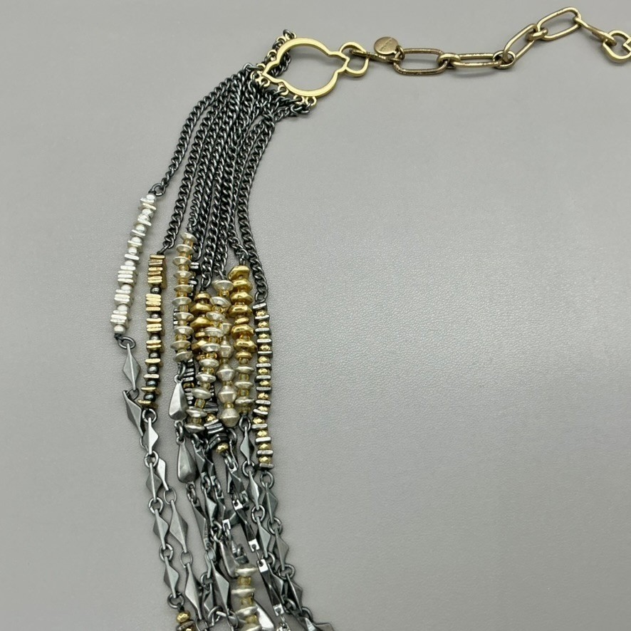Stella & Dot Necklace Womens Gold Tone Silver Tone Mixed Bead Multi Strand 20″