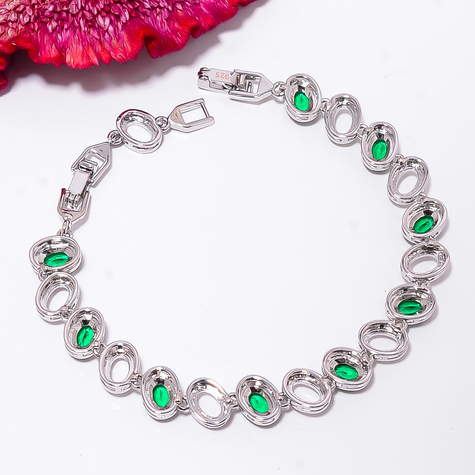 Chrome Diopside 925 Sterling Silver Adjustable Bracelet 7-8″ B13053