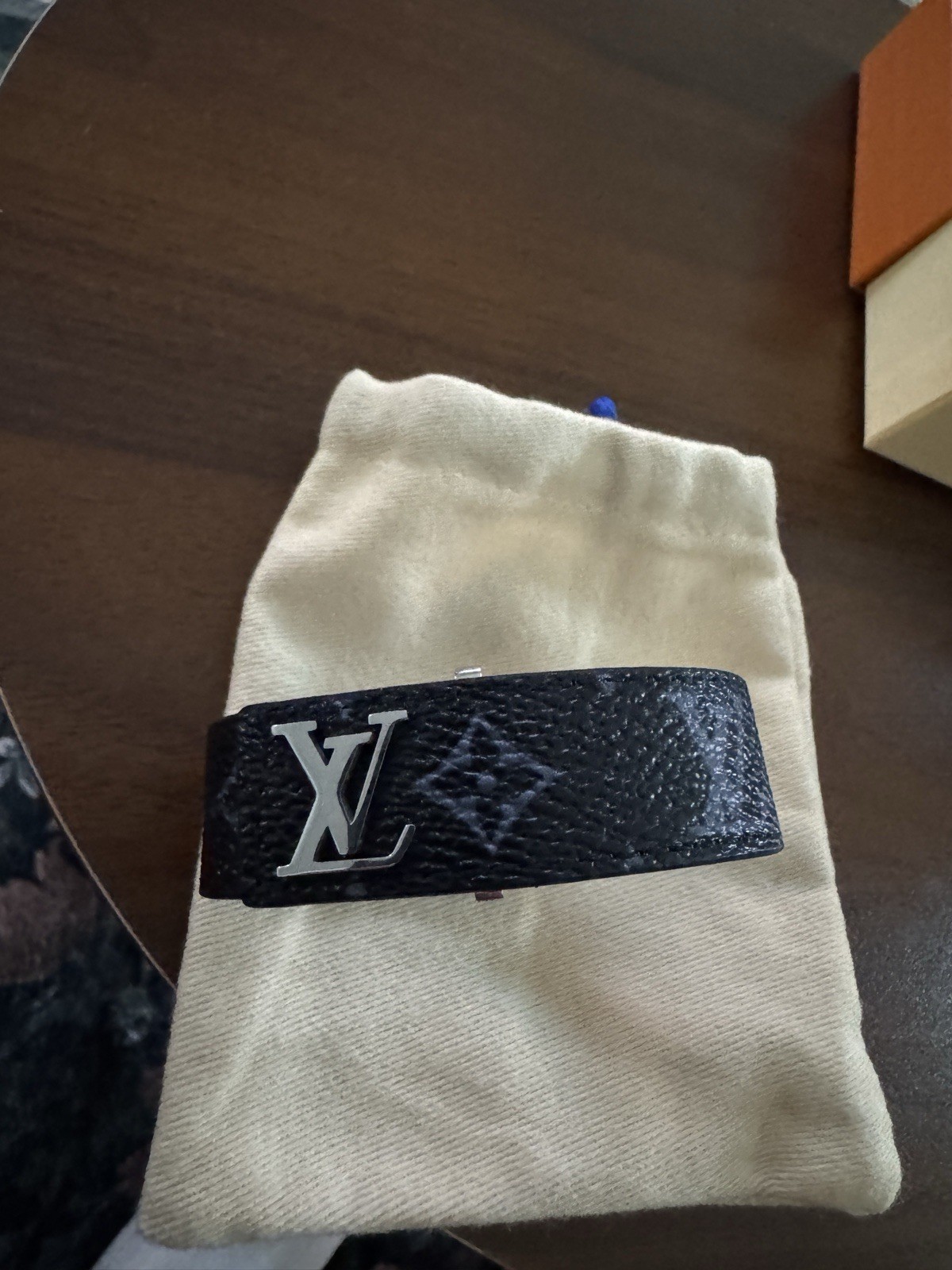 Louis Vuitton Black LV Slim Bracelet Adjustable Size 21 Box And Dustbag Included