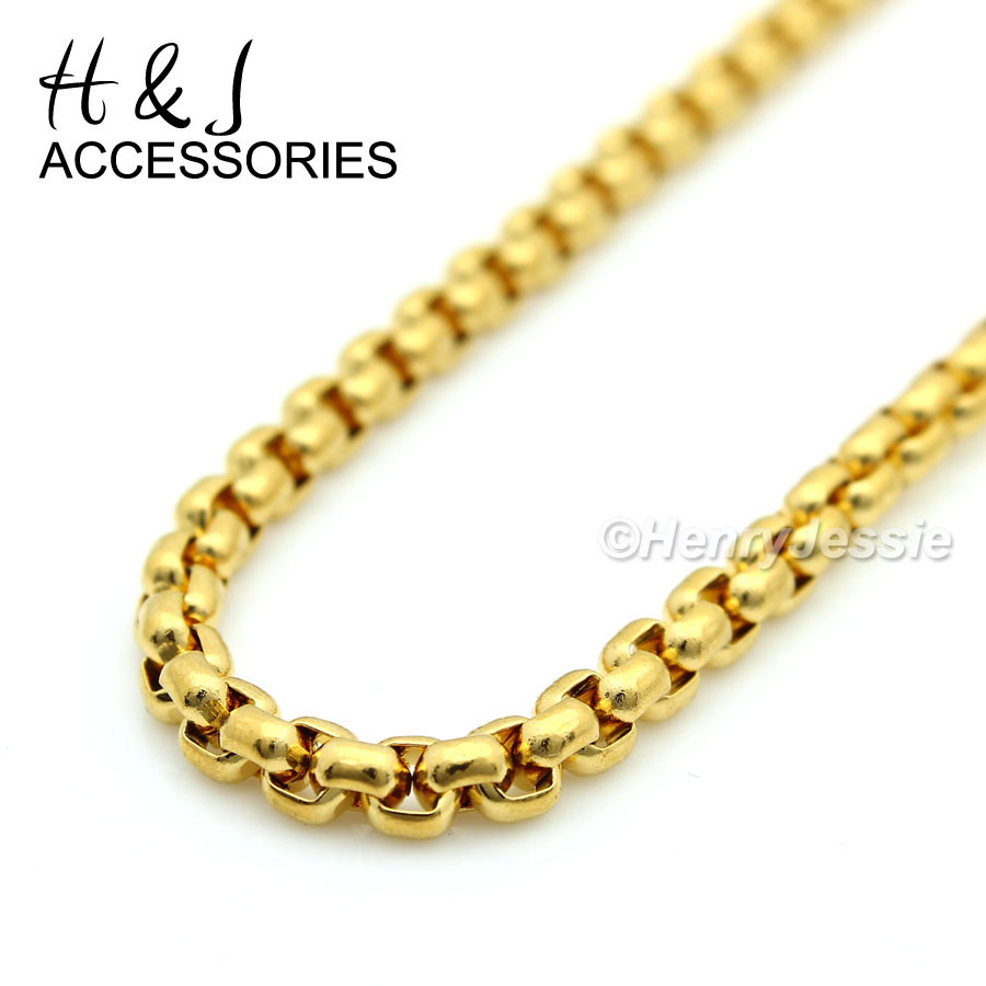 16-30″MEN Stainless Steel 2mm Gold Plated Smooth Classic Box Chain Necklace*A120
