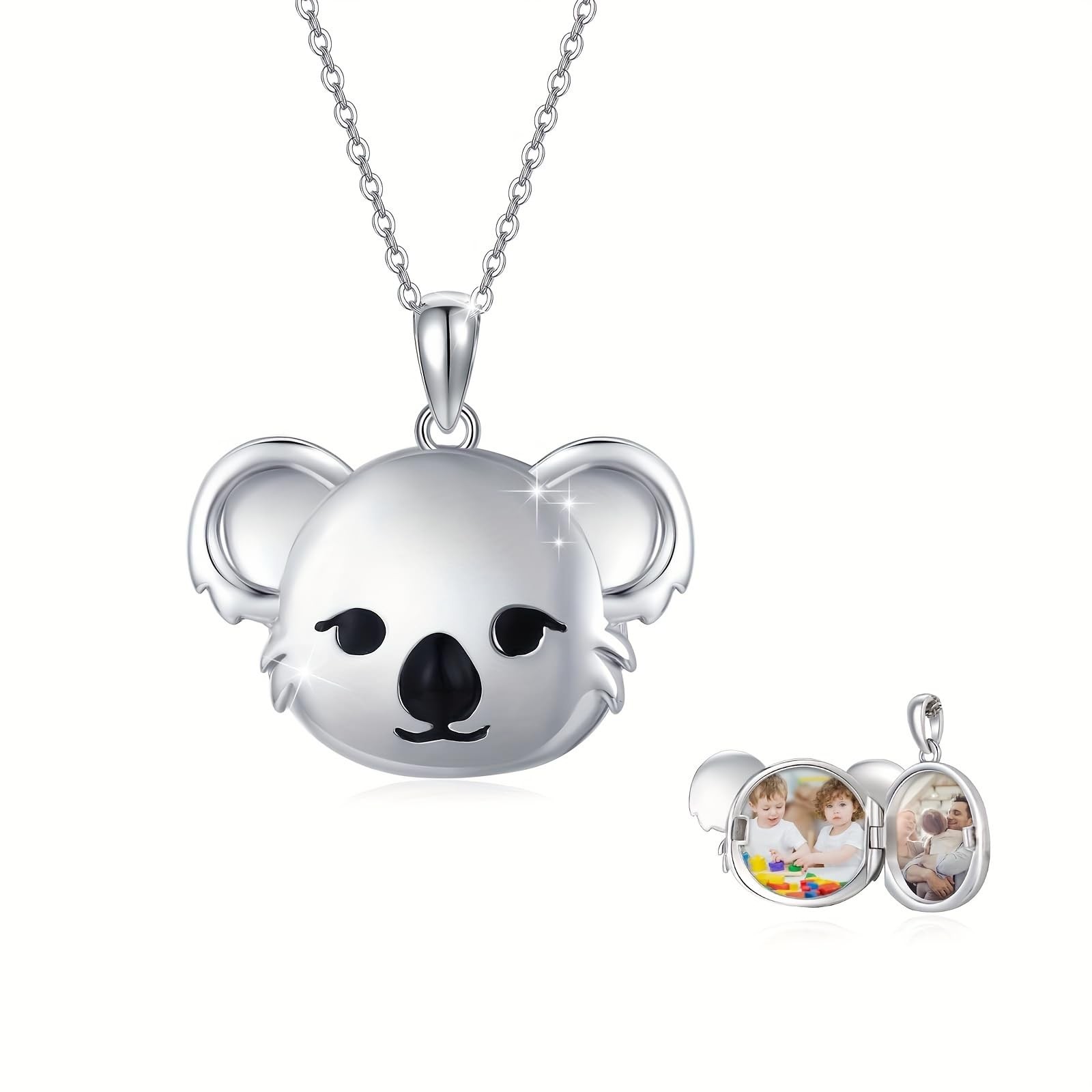 925 Sterling Silver Koala Locket Necklace for Women Memorial Custom Lockets