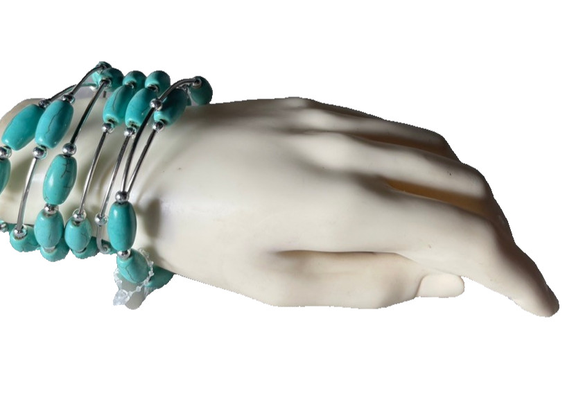 Western Womens Bracelet 52 x 1/4 in Turquoise Spiral Wrap Cuff Cowboy Adjust