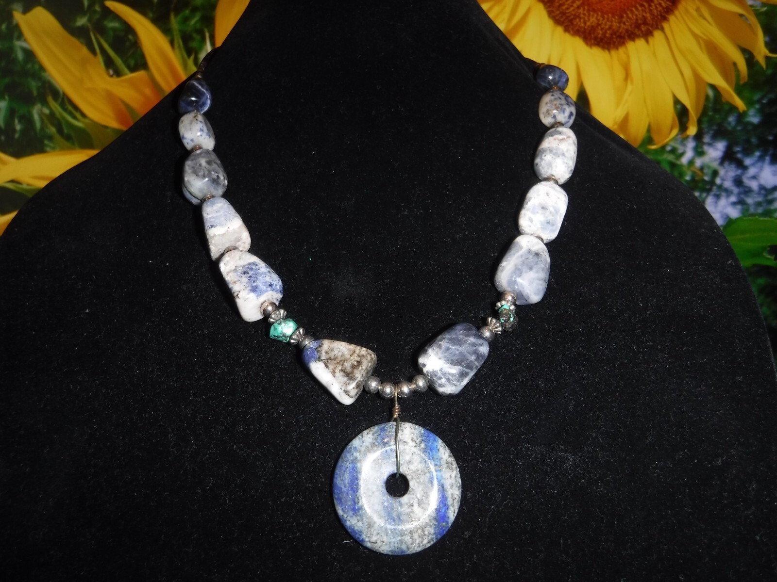 Native -Bay Gemstone Necklace by Charlene Little 925 Agate & Turq. Original Tag