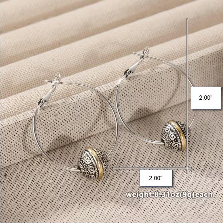 BRIGHTON BEACH Hand-carved Pattern Design Retro Ethnic Hoop Earrings