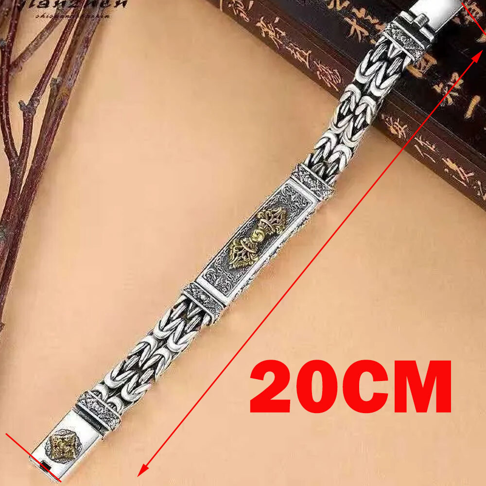 20cm Silver Plated Bangle Bracelet Chain Popular Vintage Jewelry Men’s Gifts