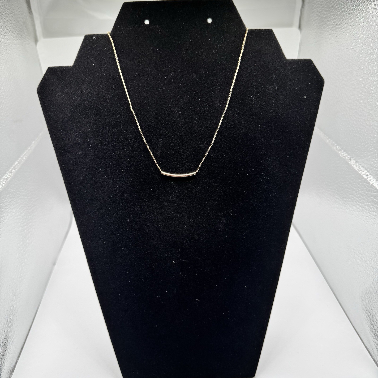 Modern Minimalist Gold Tone Smile Bar Necklace Dainty Curve Tube Pendant