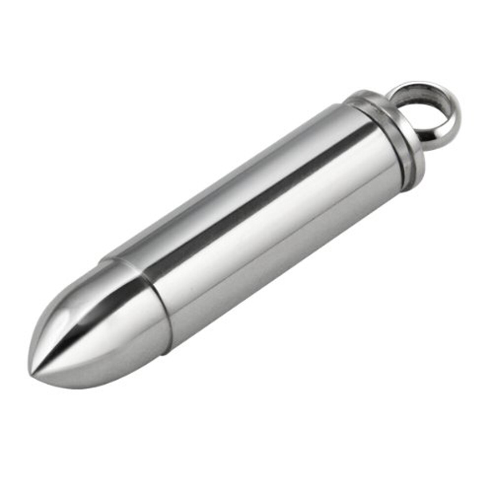 Stainless Steel Open Bullet Pendant Necklace for Men Pill Case Holder Jewelry