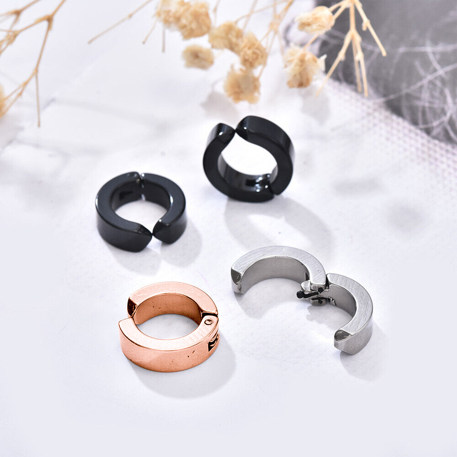Stainless Steel Stud Earrings Magnetic Ear Plugs Non-Piercing Clip On Men Women