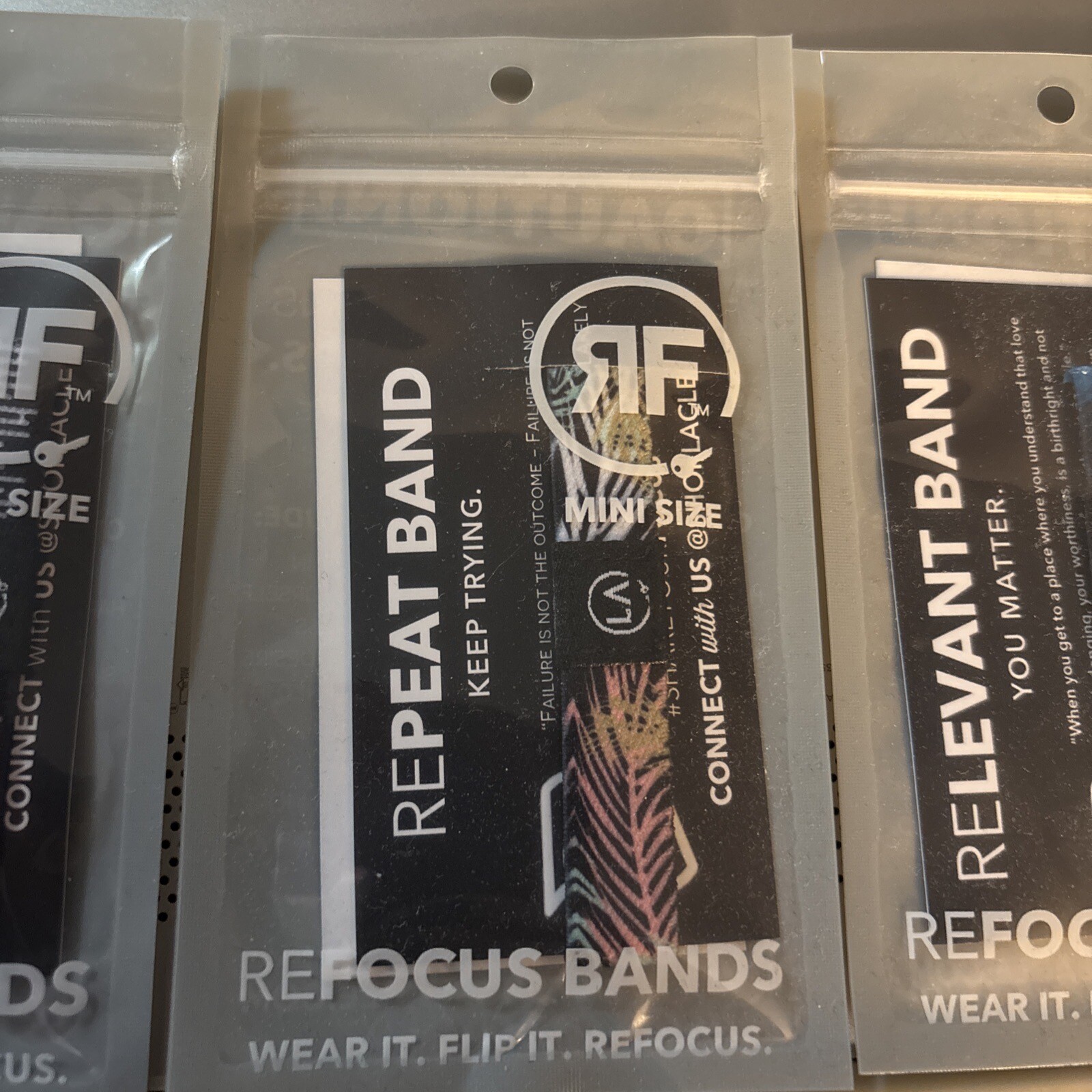 Refocus Bands Reflect Band “Wear it. Flip It. Refocus” Mini Size Lot Of 3 Bands