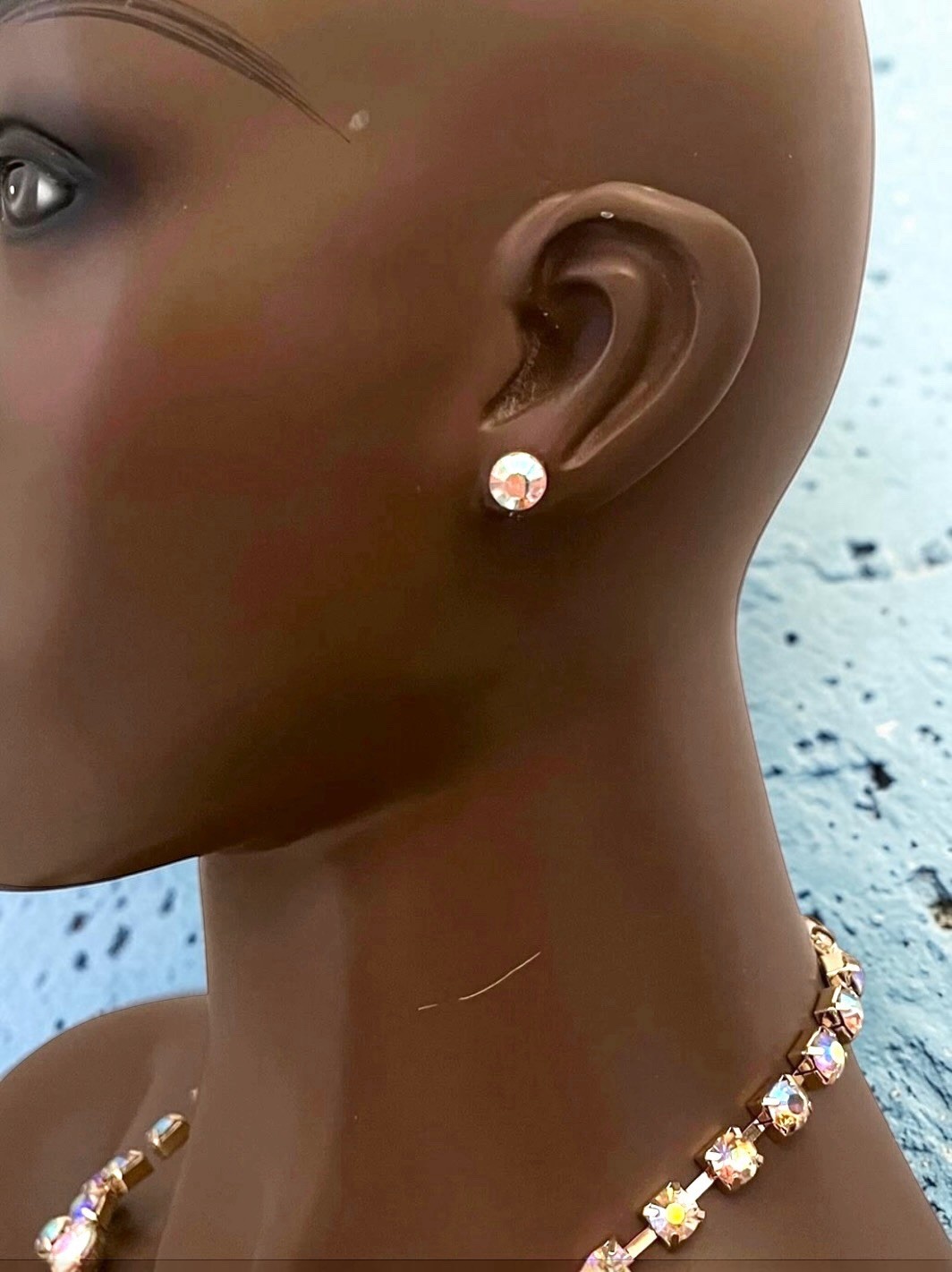 Classy Aurora Borealis Crystals Elegant Basic Evening Necklace Earrings Set