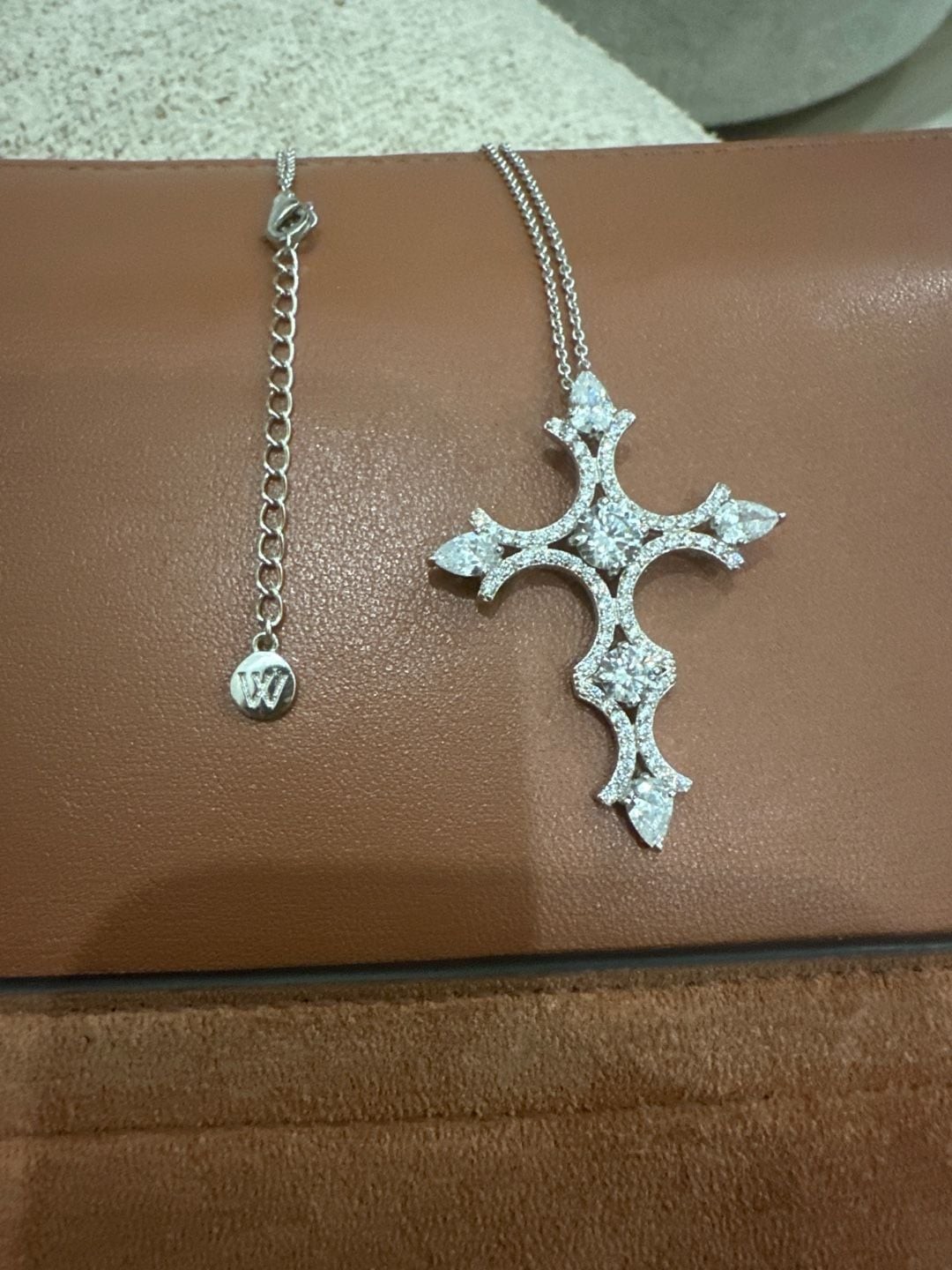 Crislu Pavé Cluster Cubic Zirconia Cross Pendant Necklace