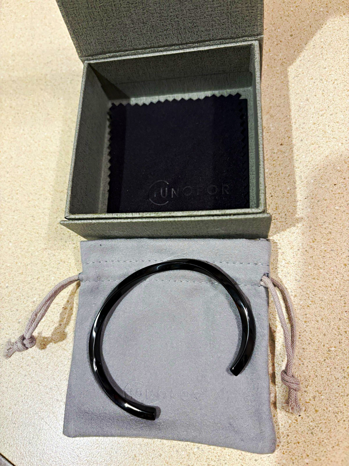Black stainless steel bangle bracelet
