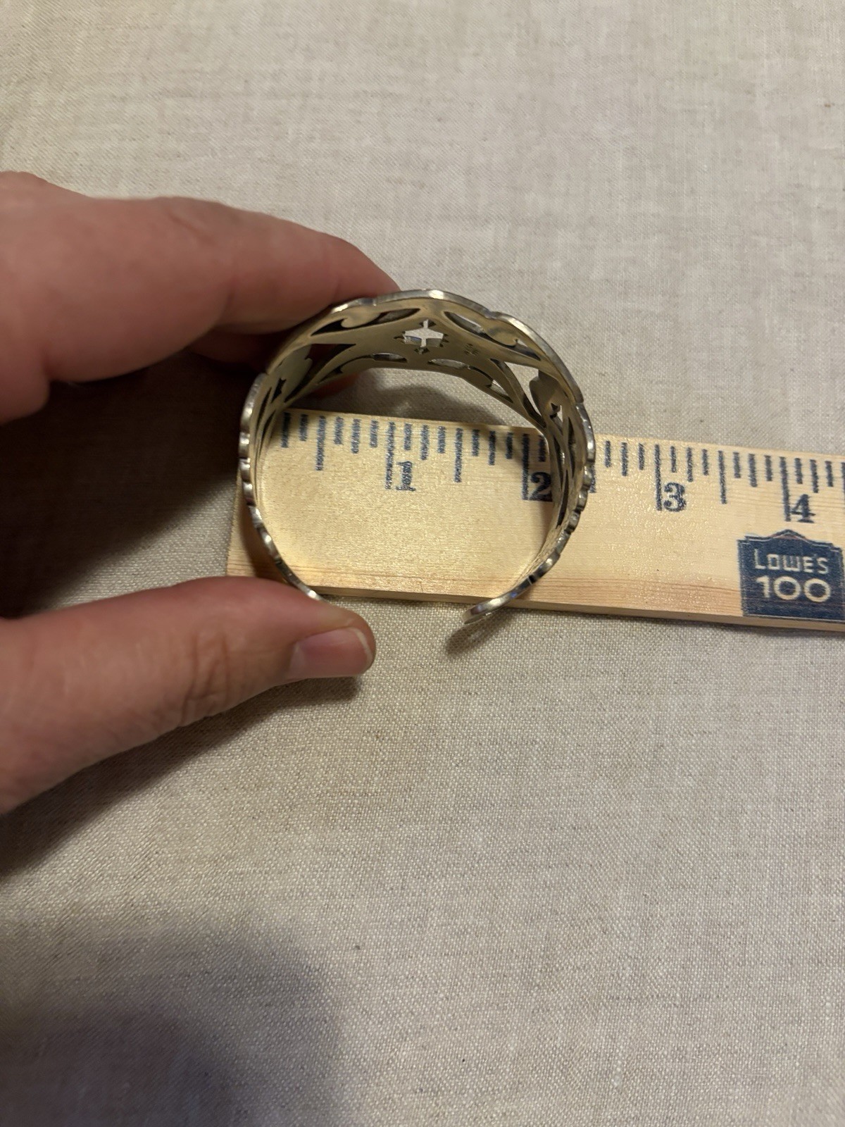 Silver Tone Wide Open Cuff Bracelet Openwork Cutout Scroll Adjustable No Stone