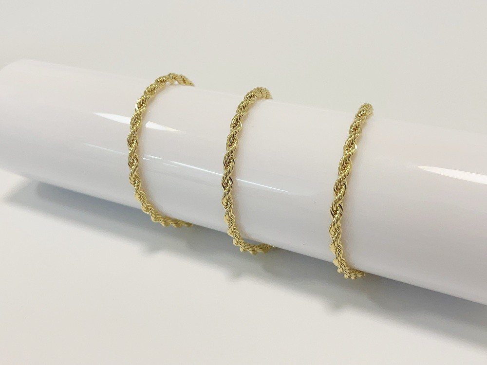 10K Yellow Gold SOLID Rope Chain Necklace Diamond Cut Real Gold 3mm 22inch