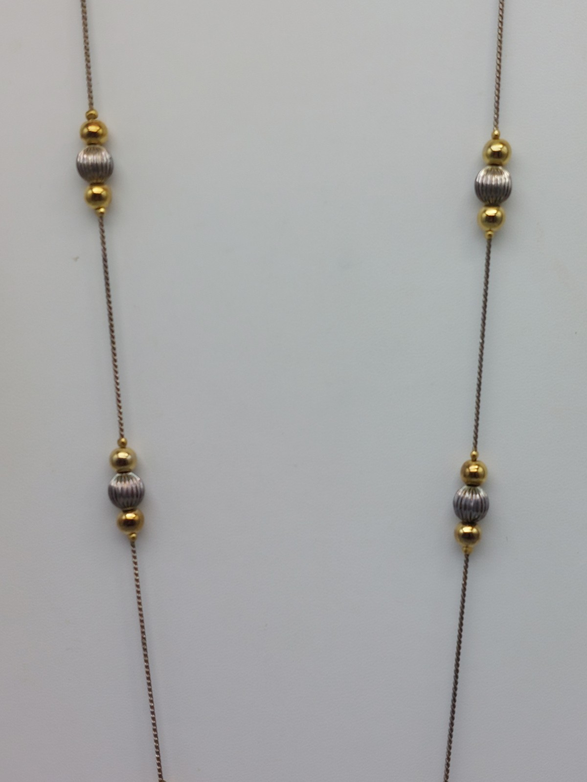 Signed Premier Designs Gold & Silver Tone Necklace Station Beaded Balls 28″