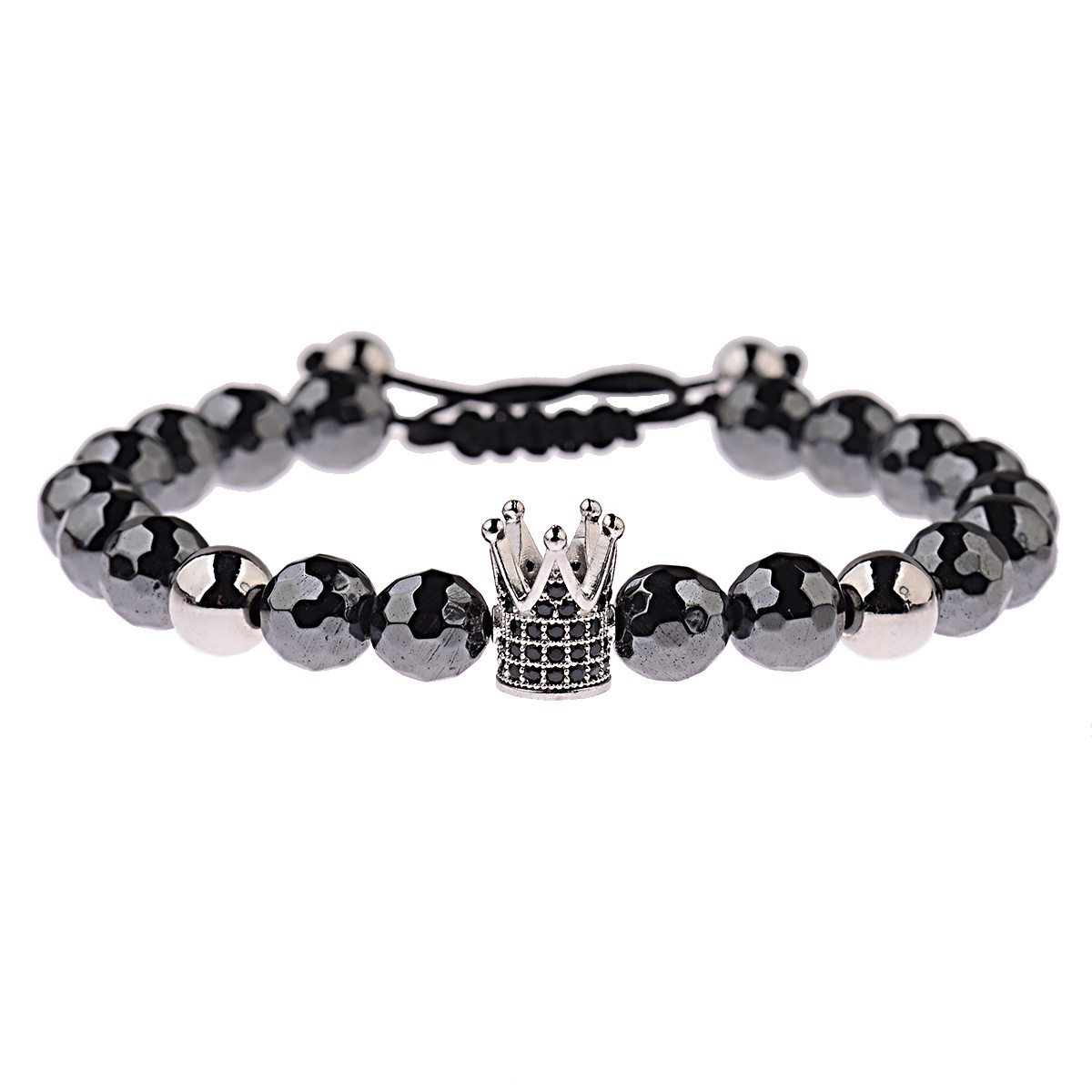 CZ King Crown Natural Stone Women Men’s Adjustable Bracelets Charm Jewelry Gift