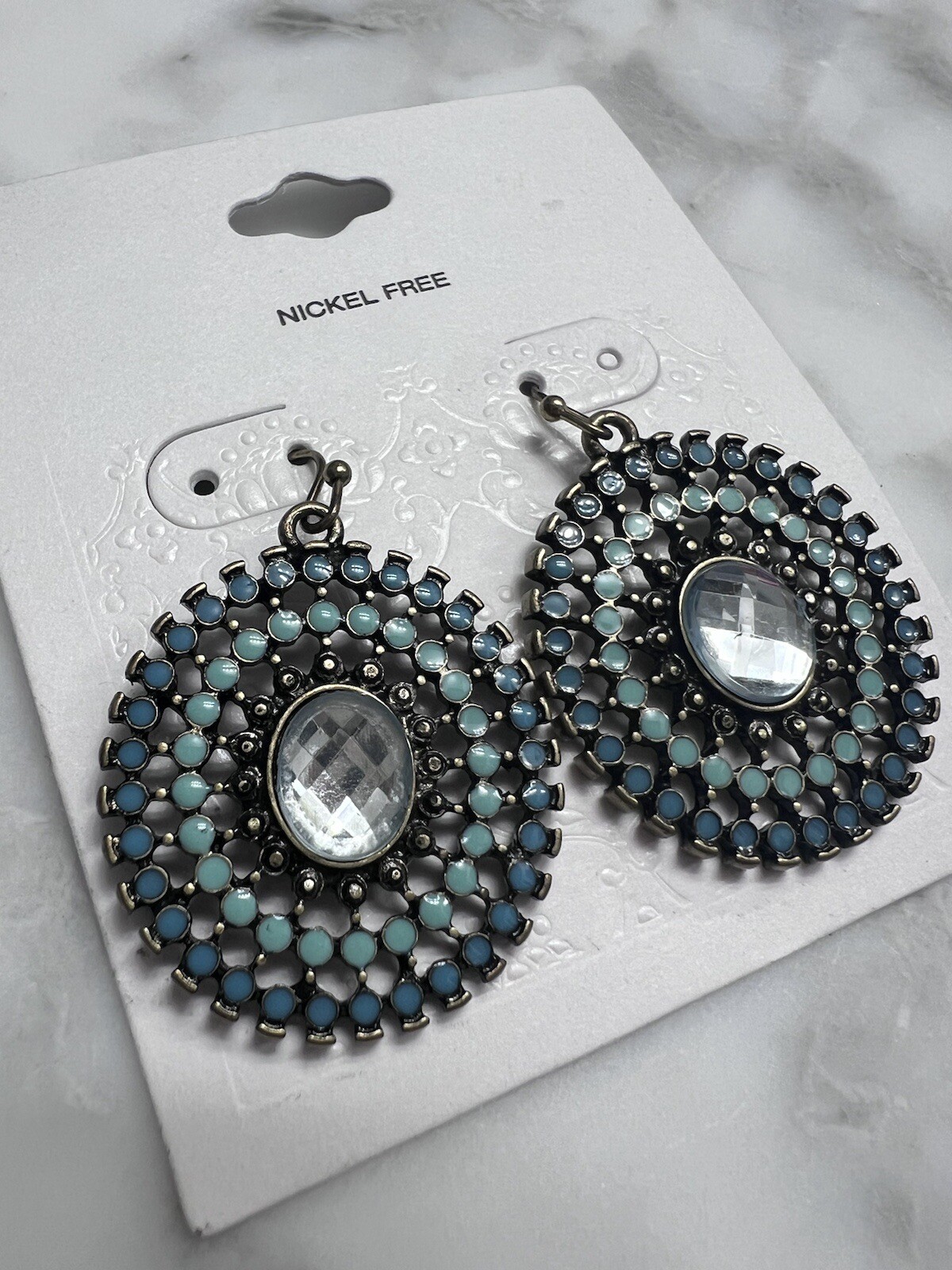 Target Turquoise Dangle Statement Earrings Nickel Free New With Tag