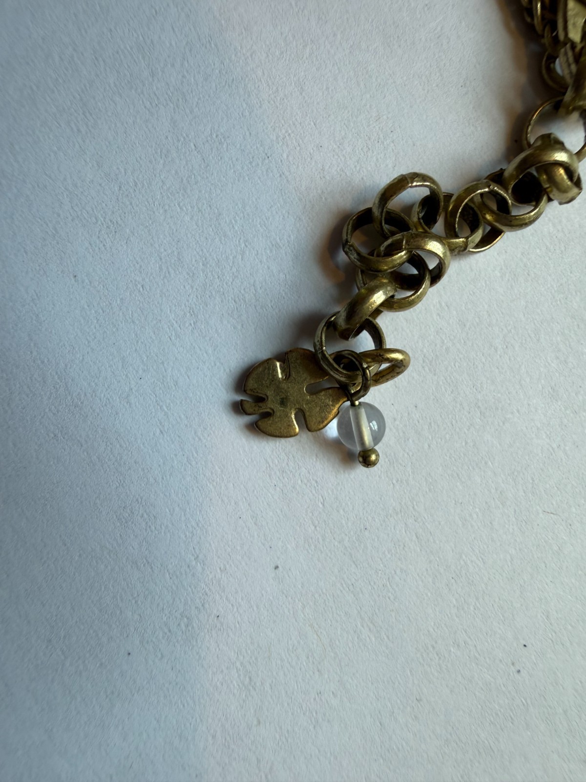 Fish Bone Skeleton Pendant Necklace Articulated Compass Lucky Brand Gold Tone