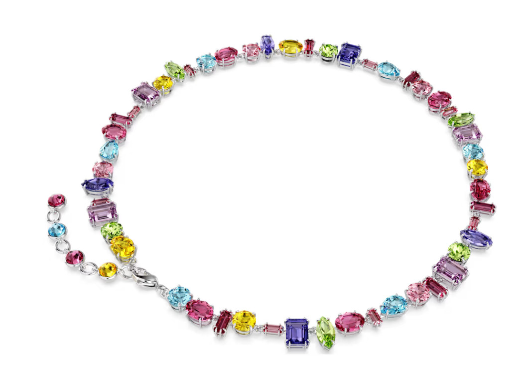 Swarovski Gema necklace Mixed cuts, Multicolored, Rhodium plated 5656397