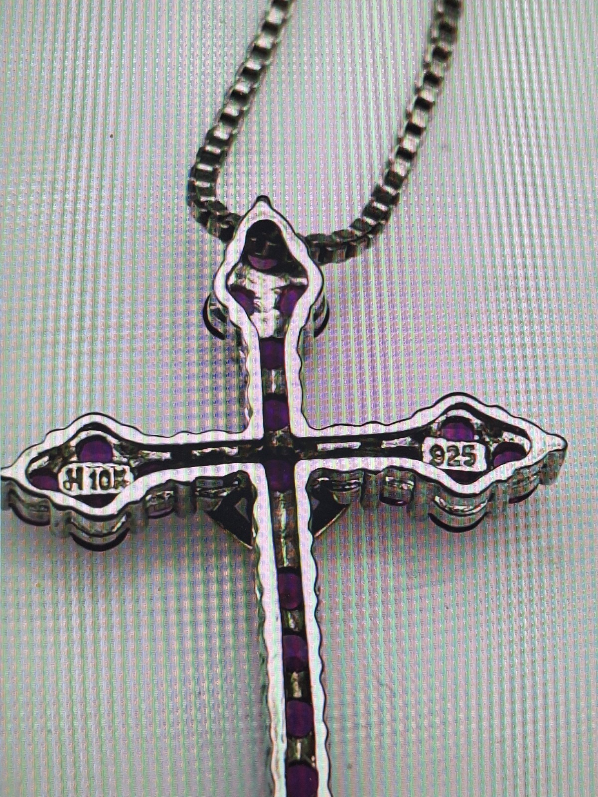 Sterling Silver Necklace & Crossn Pendant w/ 10k Gold Accent & Pink Sapphire