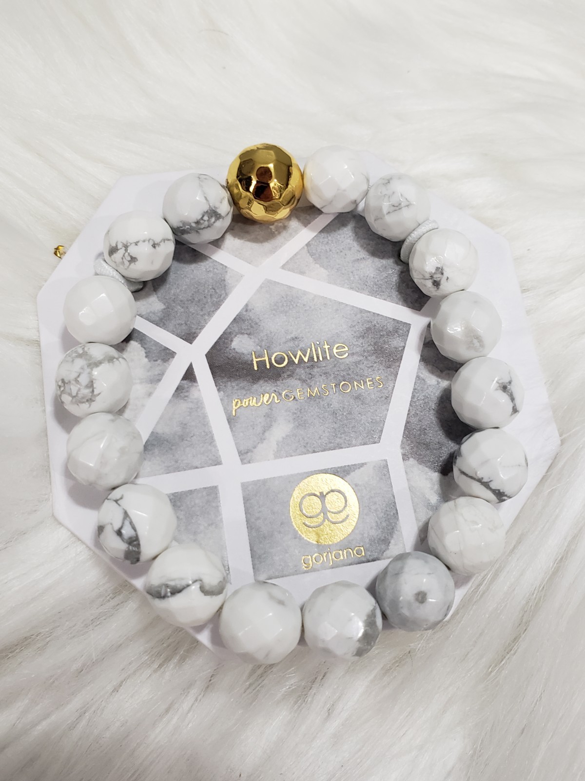 GORJANA Power Gemstone Bracelet STRETCH HOWLITE STRENGTH NWT 78.00 MSRP