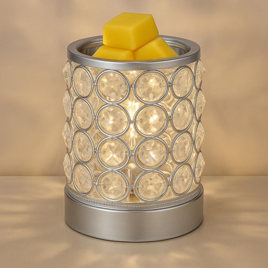 Leyoue Electric Crystal Wax Melt Warmer – Bulb Heating, Elegant Silver-03