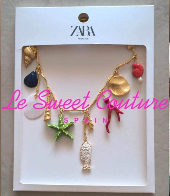 ZARA WOMAN NWT SS24 SEA WORLD MULTI-CHARM NECKLACE GOLDEN 1856/304