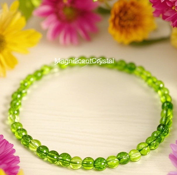 Premium Natural 4mm Peridot August Birthstone Crystal Bracelet Birthday Gift