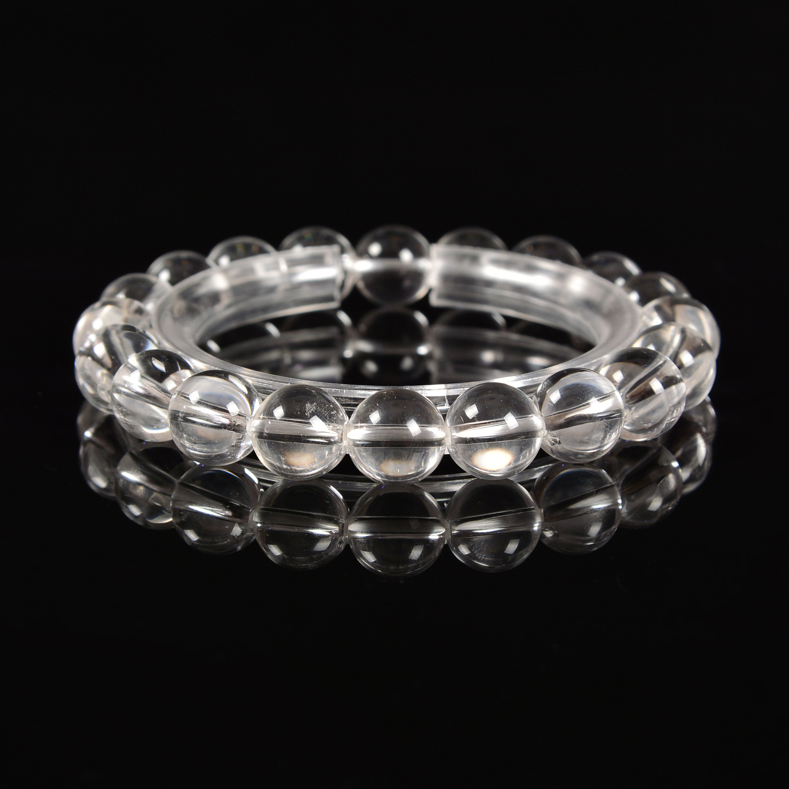 Clear Quartz Smooth Round Beaded Bracelet Bead Size 8mm 10mm 7.5″ Length