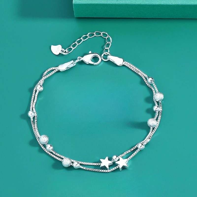 Women’s 925 Sterling Silver Multilayer Snake Chain Foot Ankle Bracelet New USA