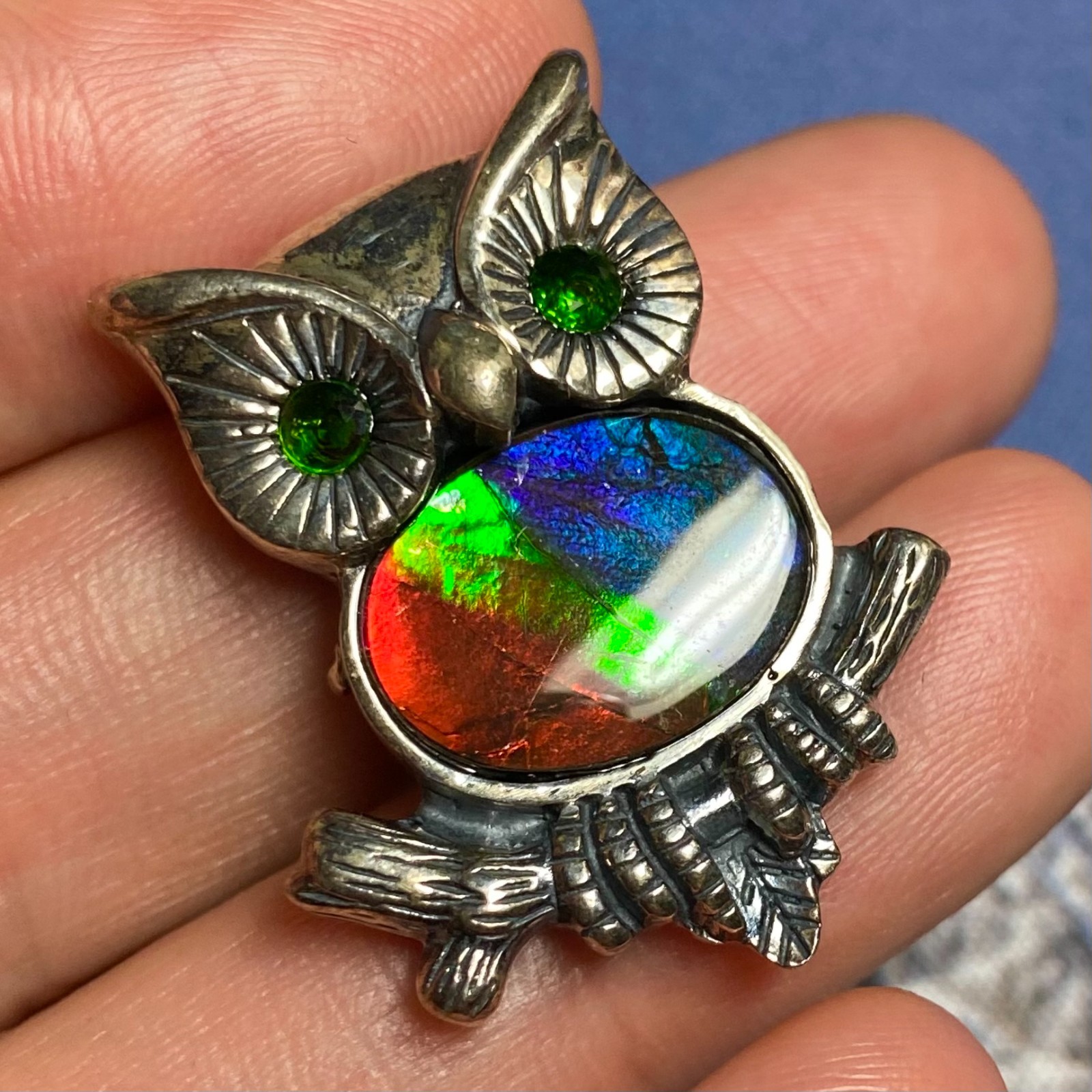 Canadian Iridescent Ammolite Pendant Silver Jewelry Quality For Women Multi Opt