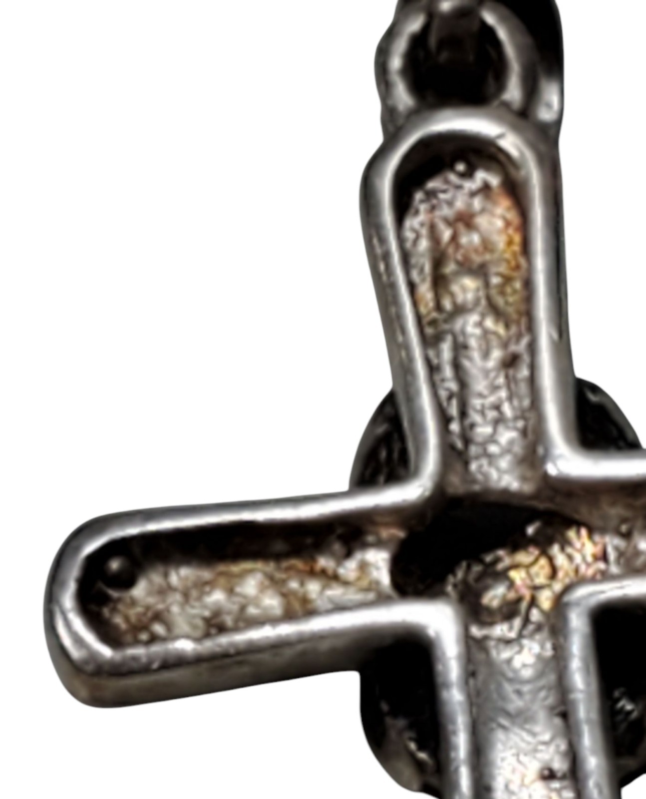925 Sterling Silver Marcasite Vintage Religious Cross Pendant W/ Stones 2.53g