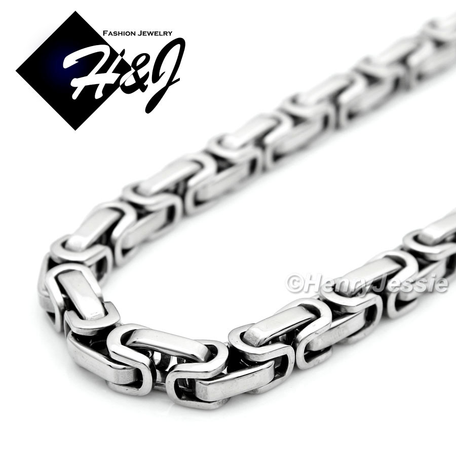 18-40″MEN Stainless Steel 8mm Silver/Gold Plated Byzantine Box Chain Necklace*NT