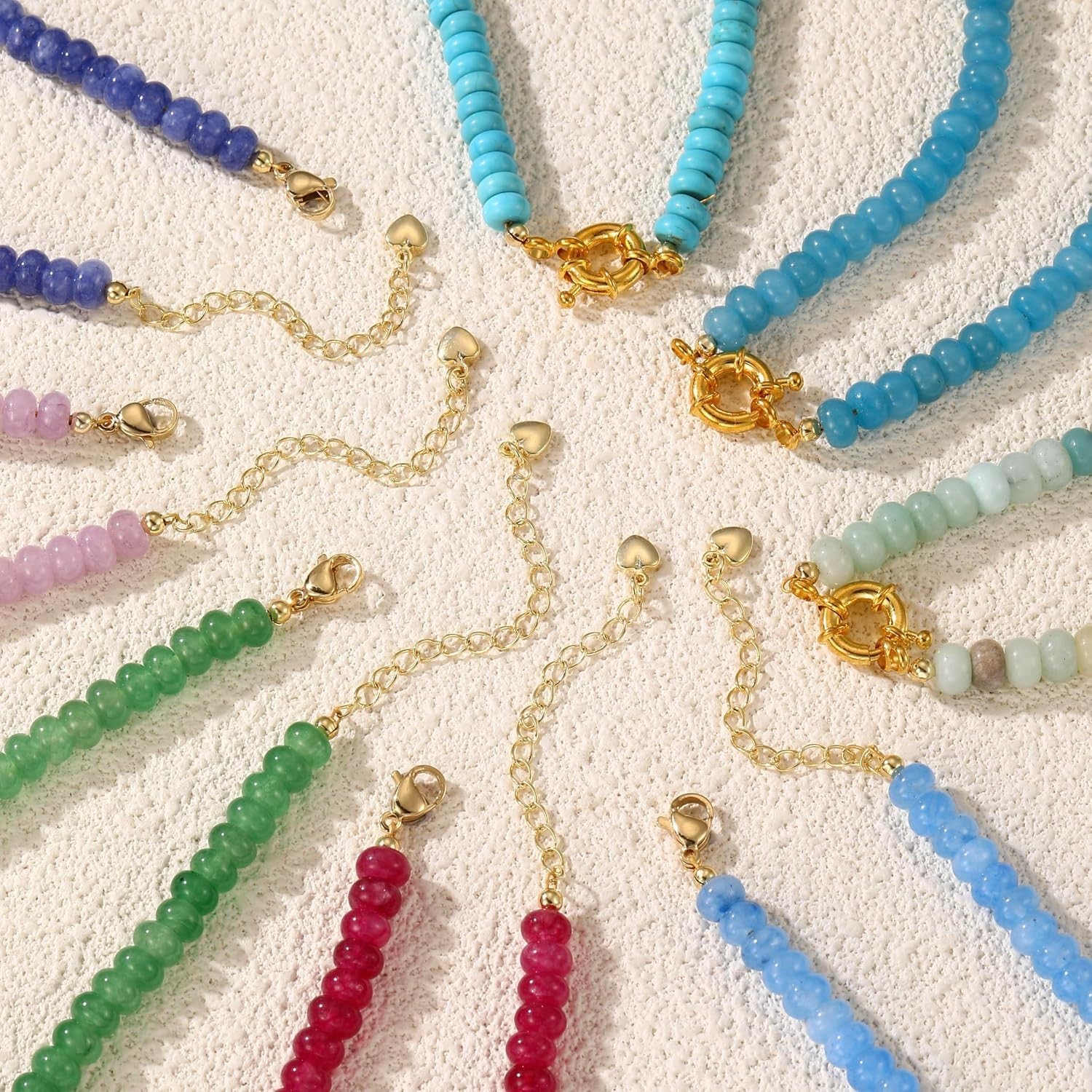 Exquisite Teal Blue & Gold Beaded Necklace | Handmade Boho Gemstone Jewelry