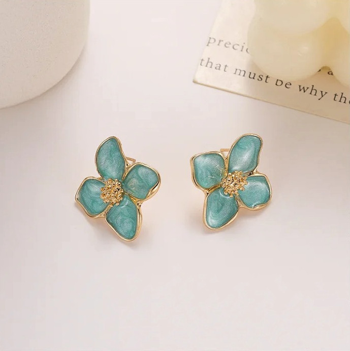 1pair Acrylic Camellia Flower Stud Earrings Women Party Jewelry – NEW