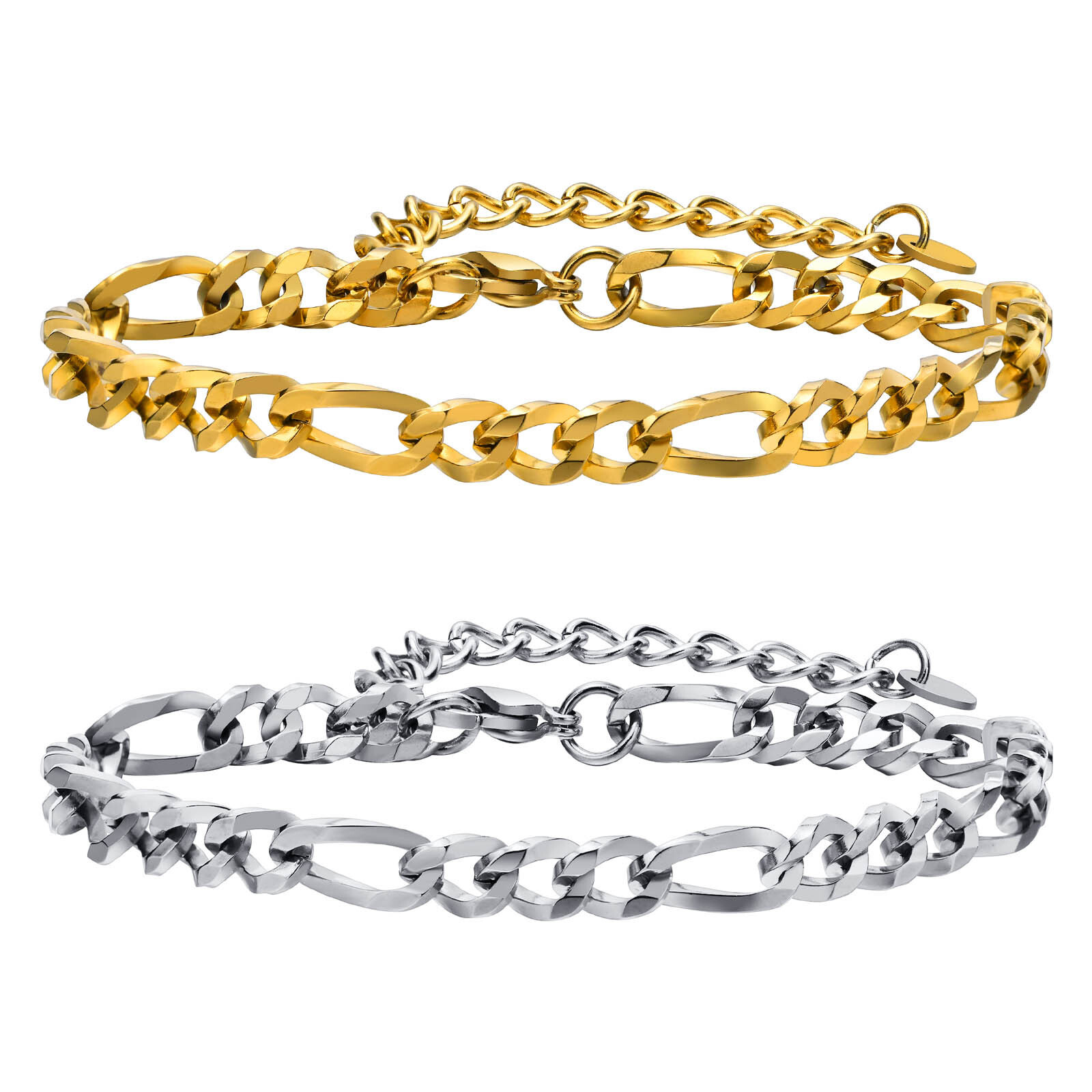 18K Gold/Silver Chain Jewelry 5.5mm Men’s Stainless Steel Bracelet 16+5cm/18+5cm